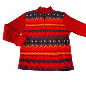 Retro Sport Red & Multicolor Fair isle Vintage Women's Medium Pullover Sweater